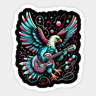 Melodic Wings: Eagle Strumming Guitar Sticker